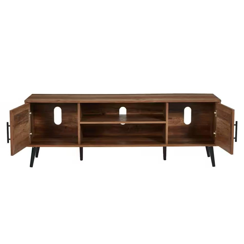 Rustic Wood Finish TV Stand with Mid-Century Legs