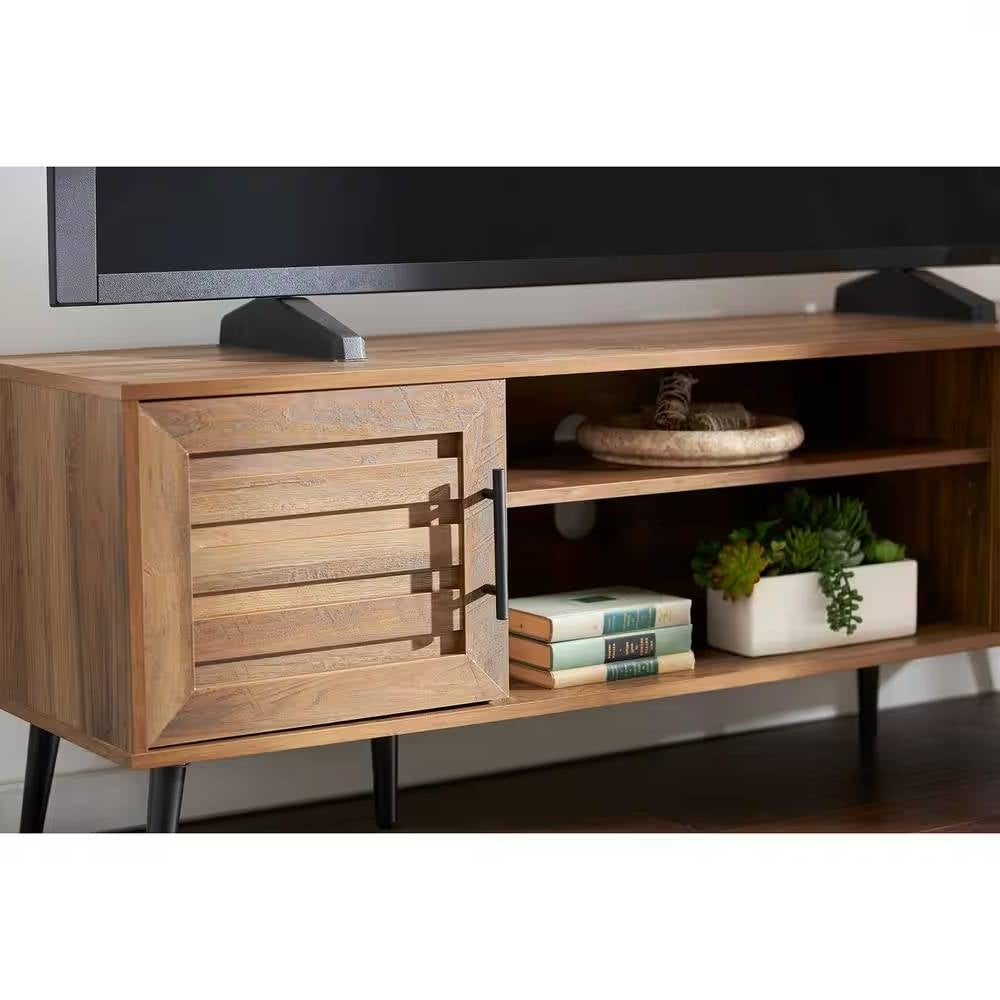 Rustic Wood Finish TV Stand with Mid-Century Legs