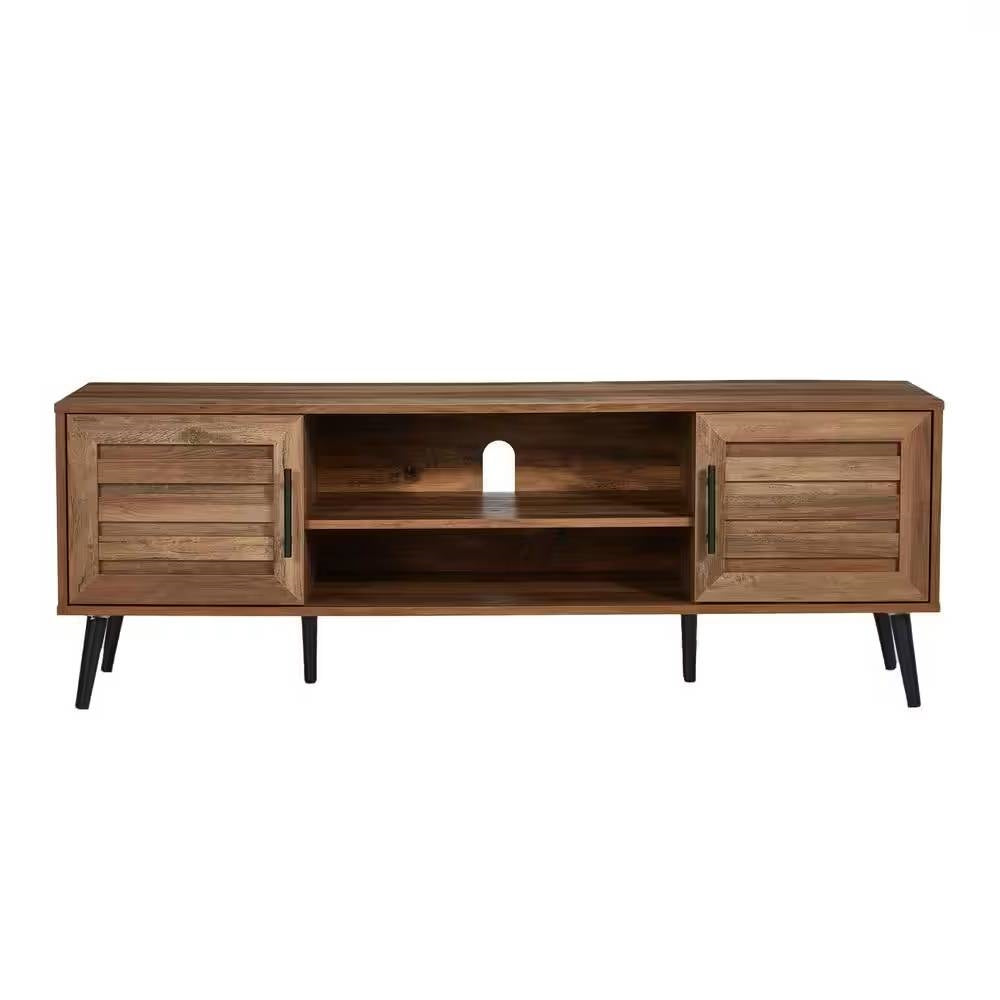 Rustic Wood Finish TV Stand with Mid-Century Legs