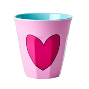 Medium Melamine Cup - Heart in Soft Pink Print