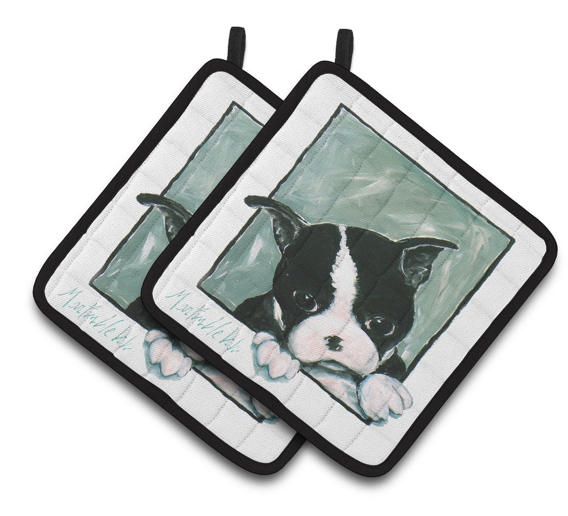 Boston Terrier Don't Leave Me Pot Holders - Set of 2