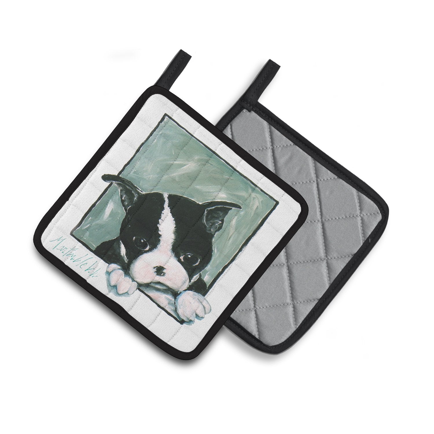 Boston Terrier Don't Leave Me Pot Holders - Set of 2