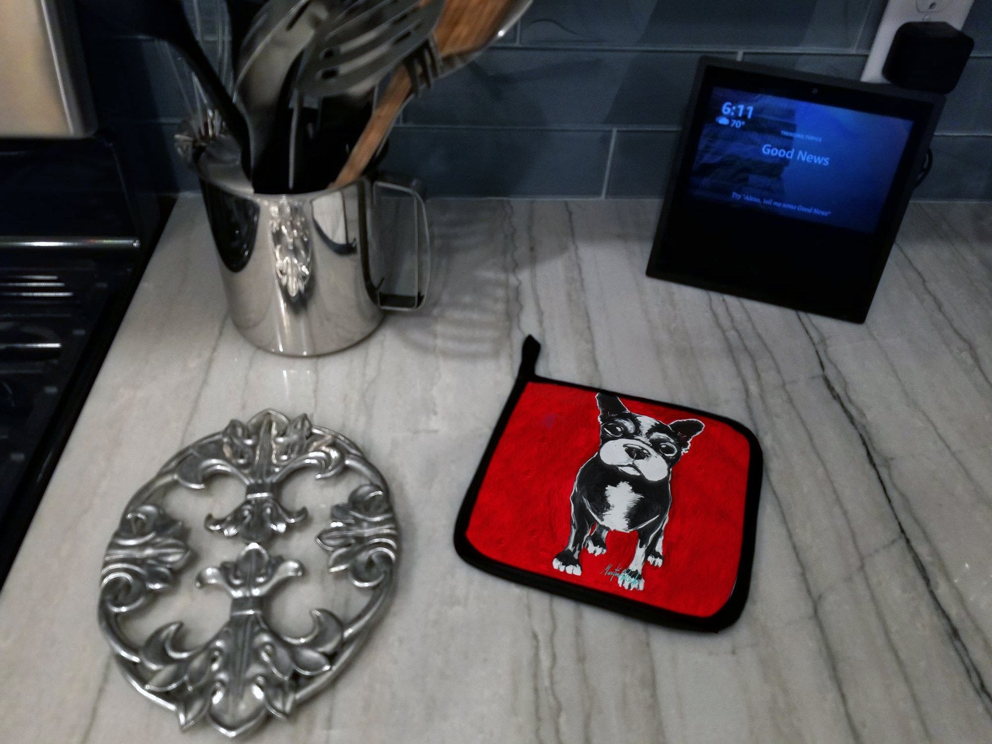 Boston Terrier Runt Pot Holders - Set of 2