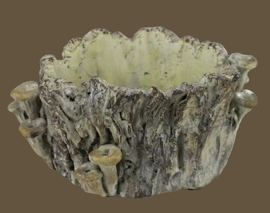 Cement Planter with Mushroom Accent