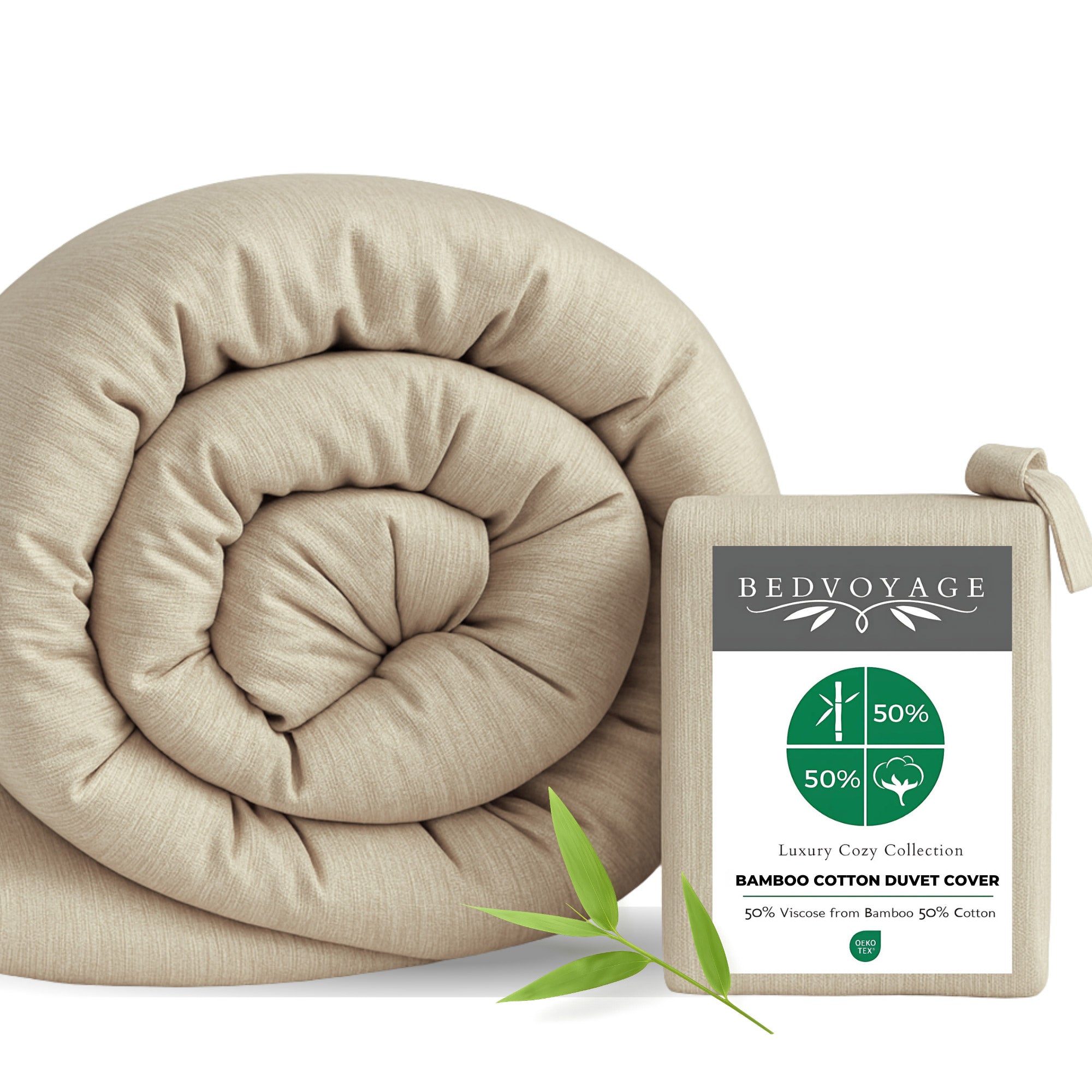Bamboo Cotton Duvet Cover - Sand