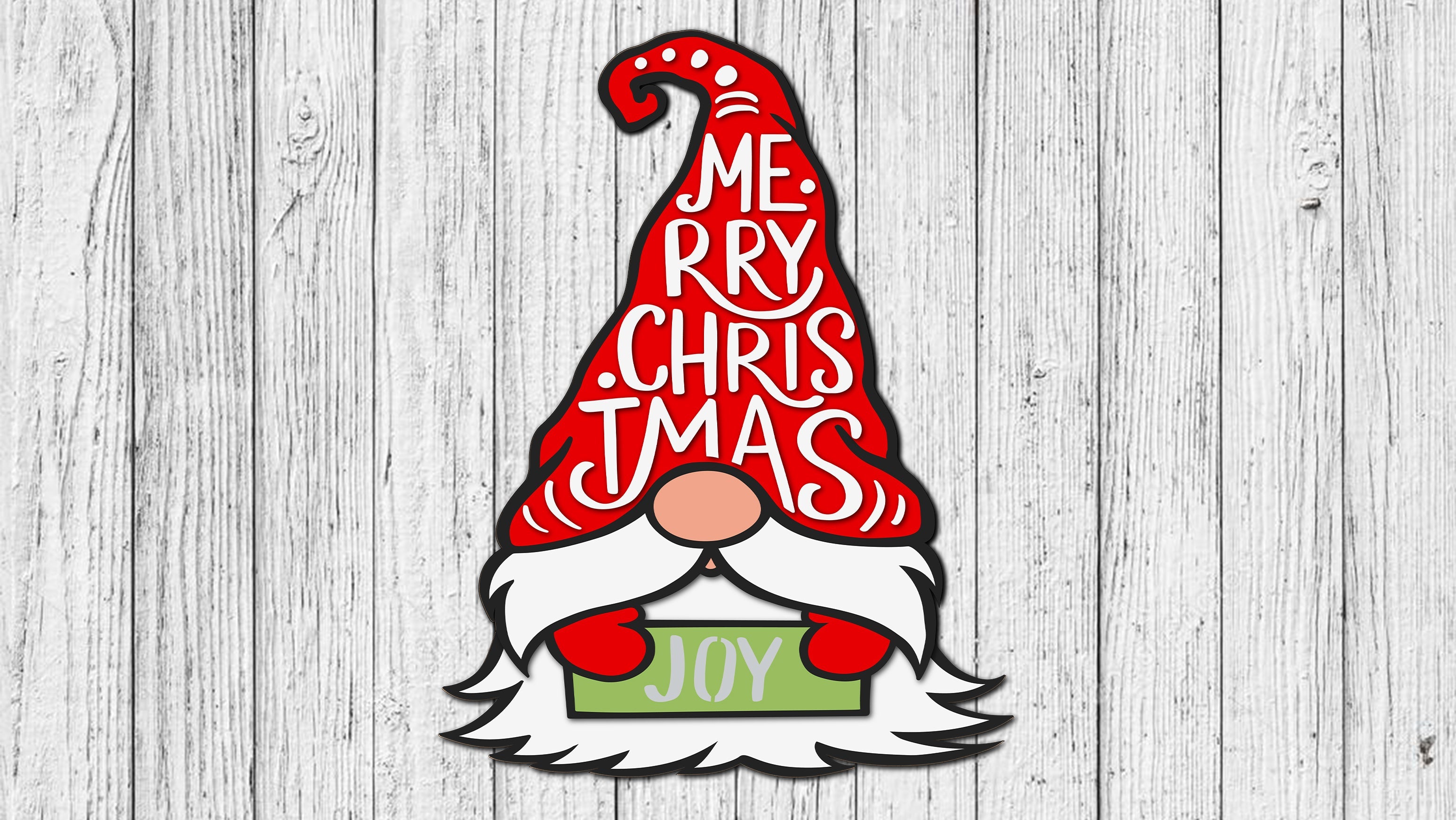 Merry Christmas Joy Gnome Door Hanger - Finished
