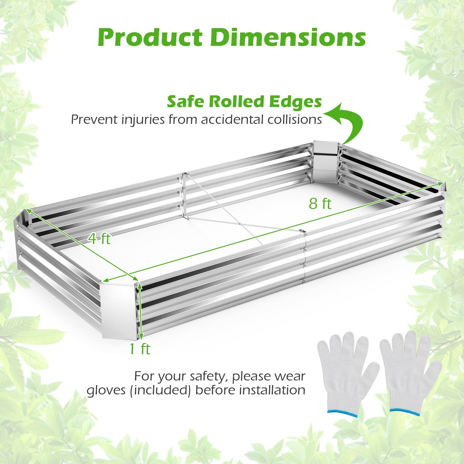 Metal Galvanized Raised Garden Bed with Open-Ended Base