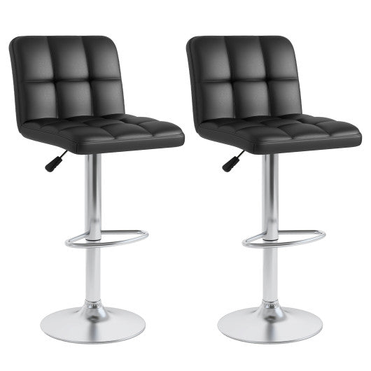 Modern Bar Stools Set of 2 with Back and Heavy-duty Metal Base and Footrest-Black by VYSN