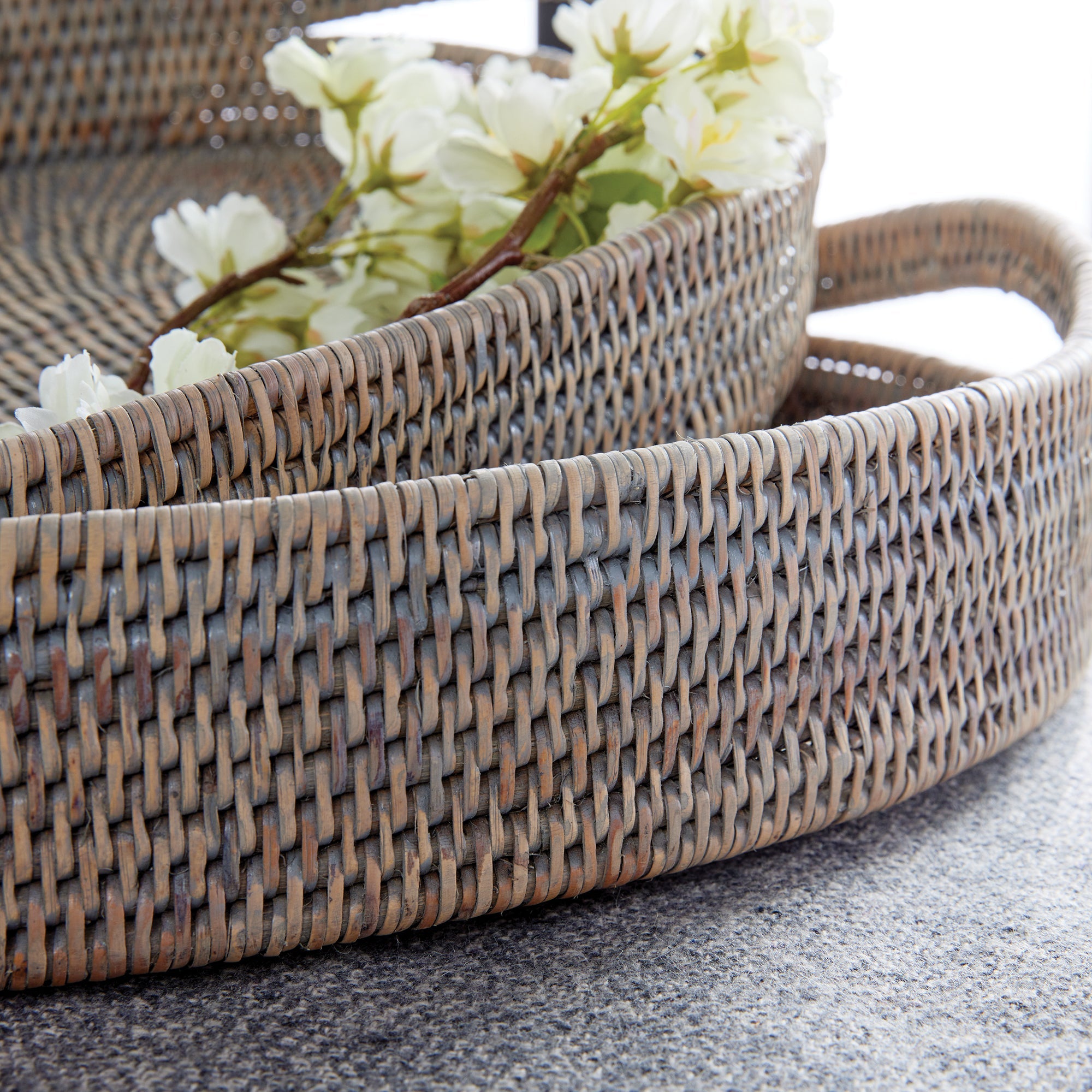 BURMA RATTAN OVAL SERVING TRAYS, SET OF 3