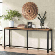 Long Narrow Hallway Sofa Table with Black Metal Frame