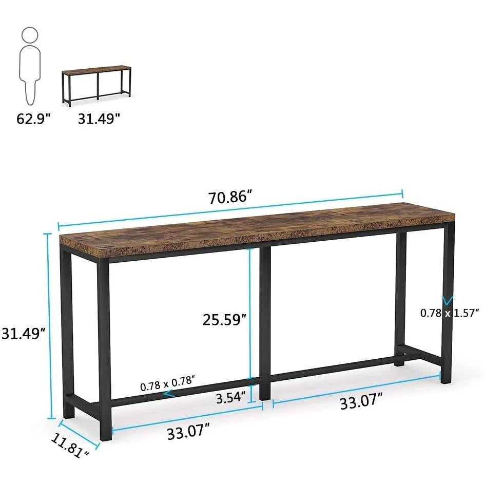 Long Narrow Hallway Sofa Table with Black Metal Frame