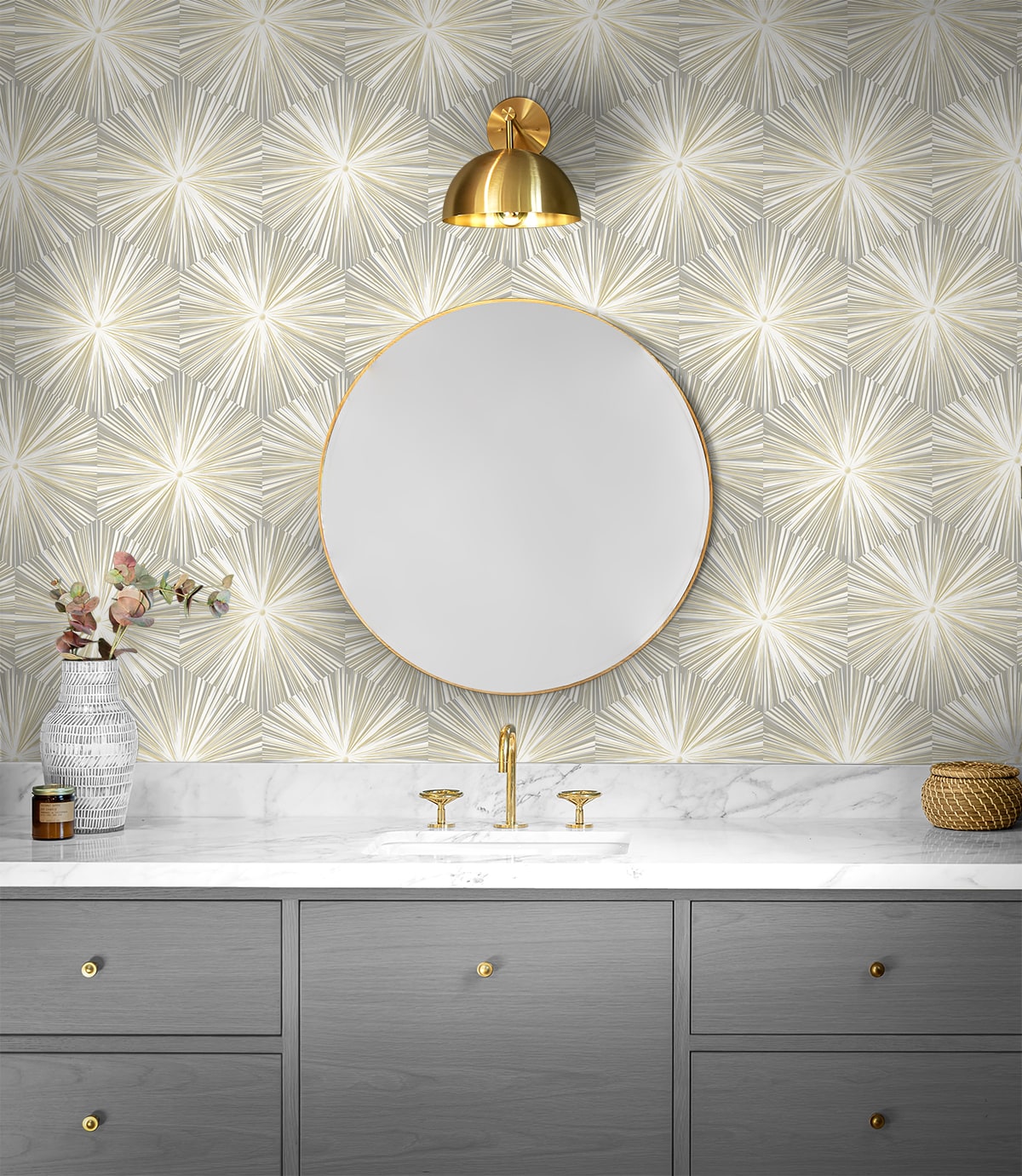Hex Starburst Peel and Stick Removable Wallpaper
