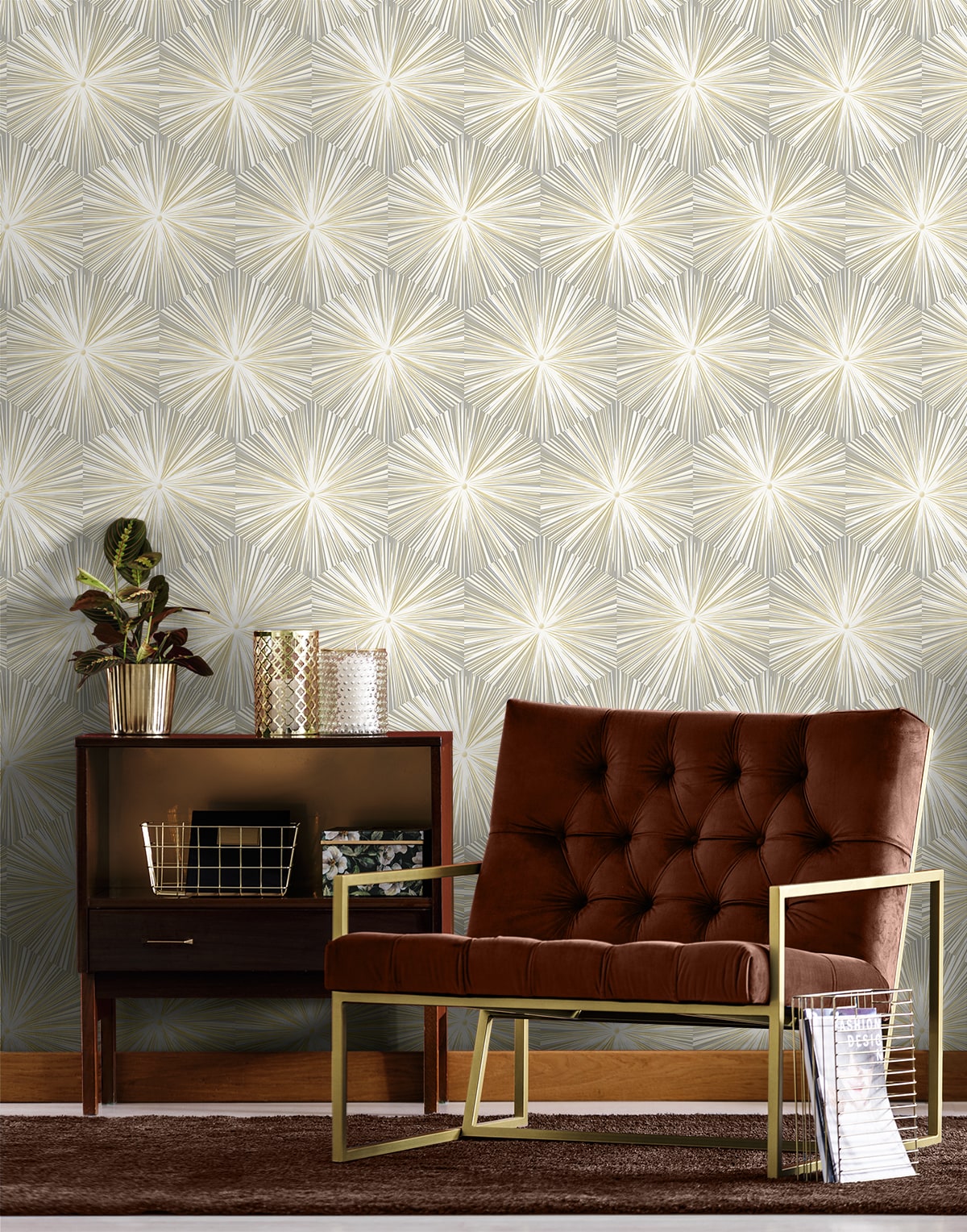Hex Starburst Peel and Stick Removable Wallpaper