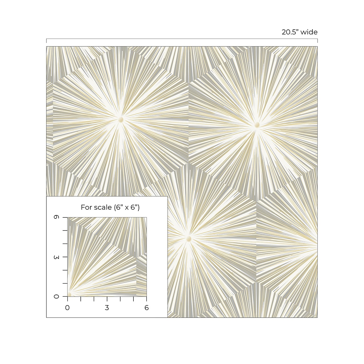 Hex Starburst Peel and Stick Removable Wallpaper