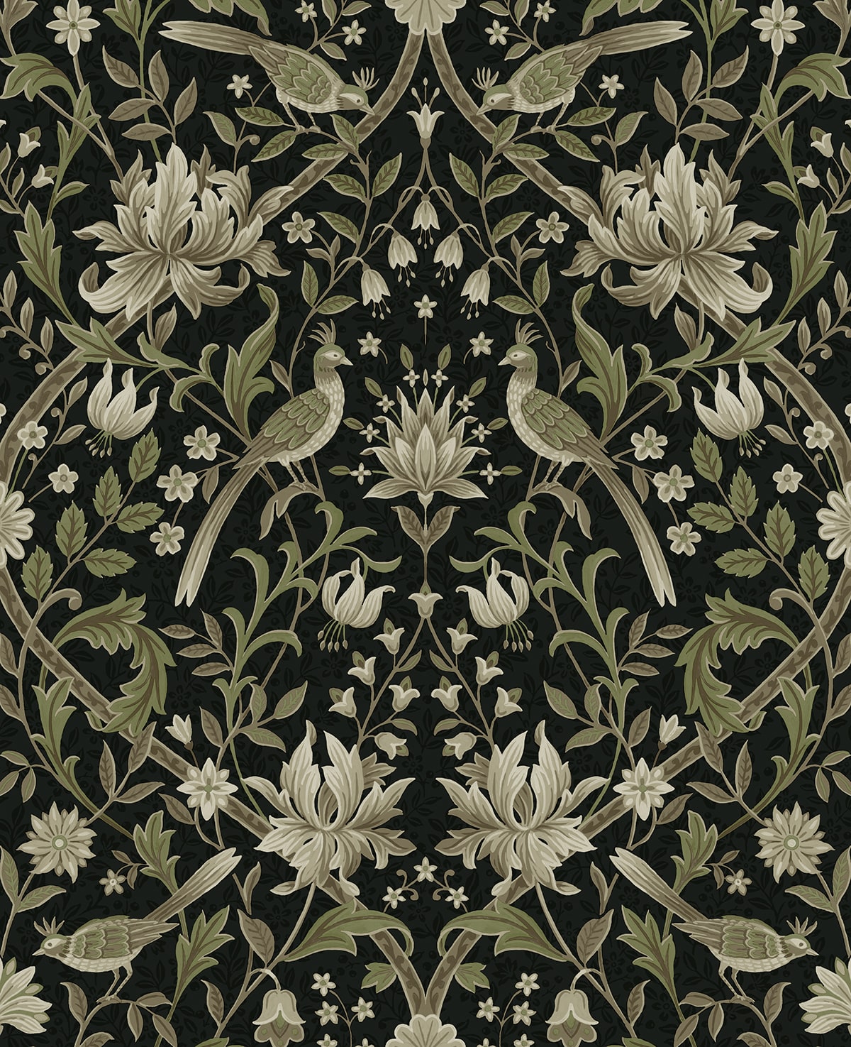 Vintage Bird Ogee Peel and Stick Removable Wallpaper