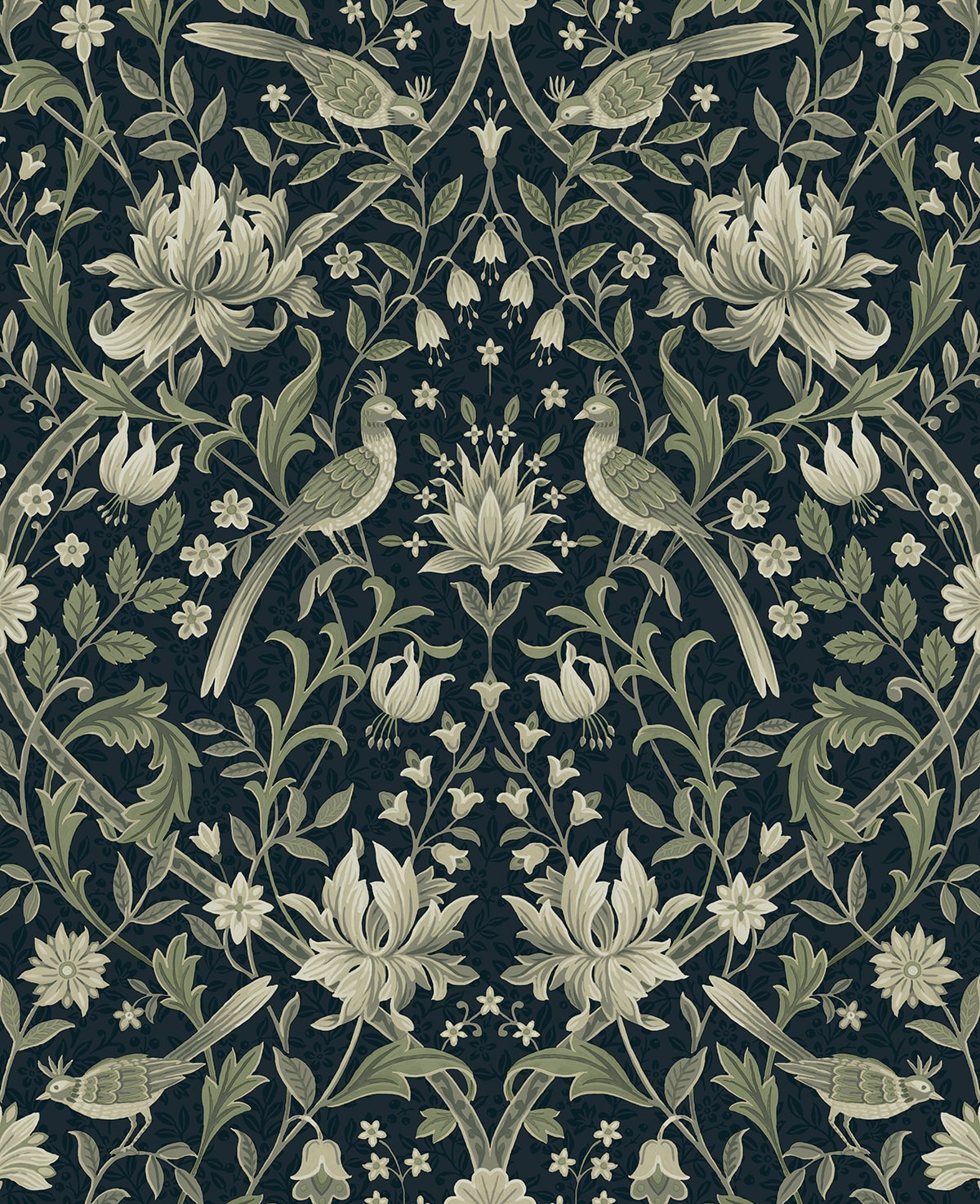 Vintage Bird Ogee Peel and Stick Removable Wallpaper