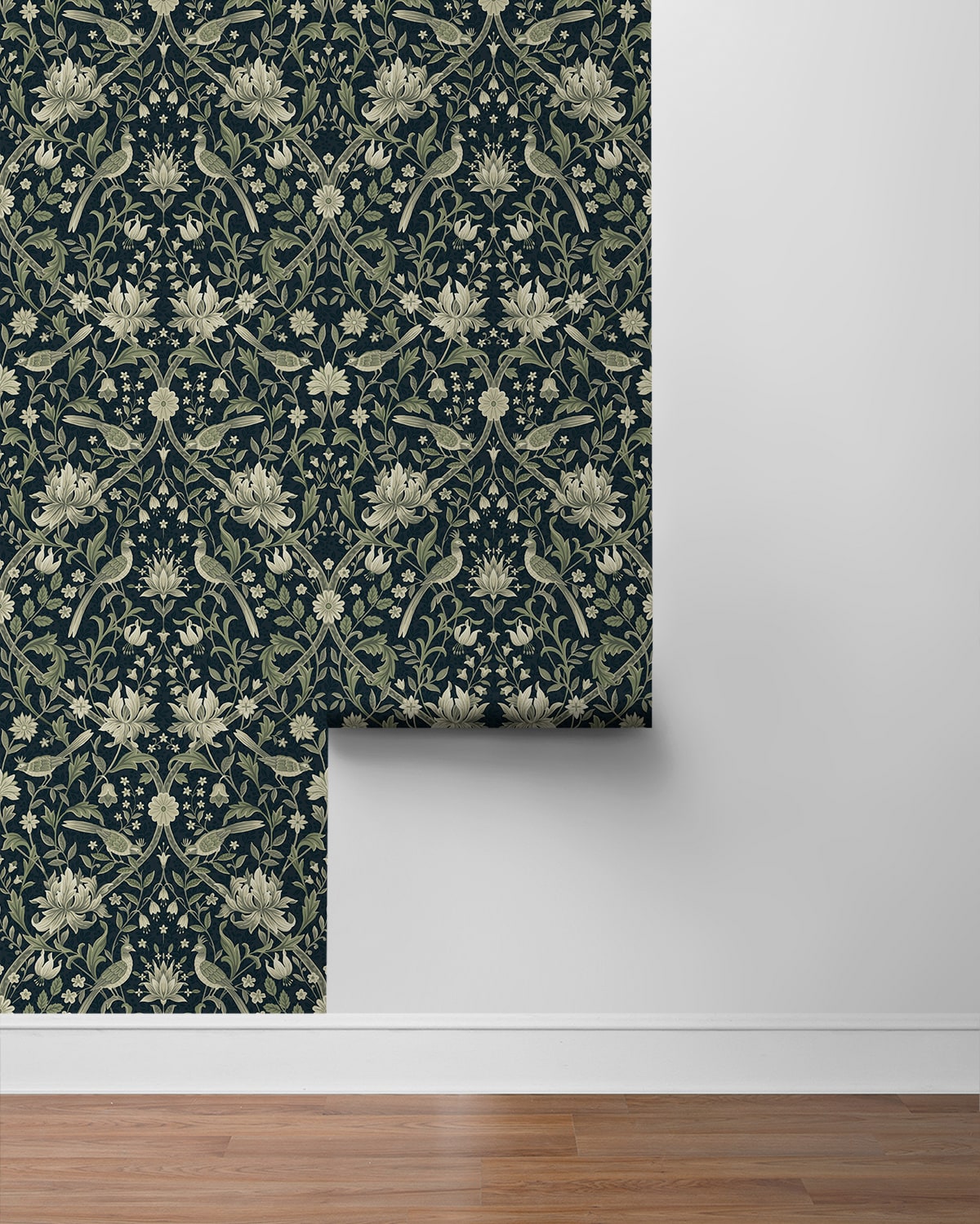 Vintage Bird Ogee Peel and Stick Removable Wallpaper