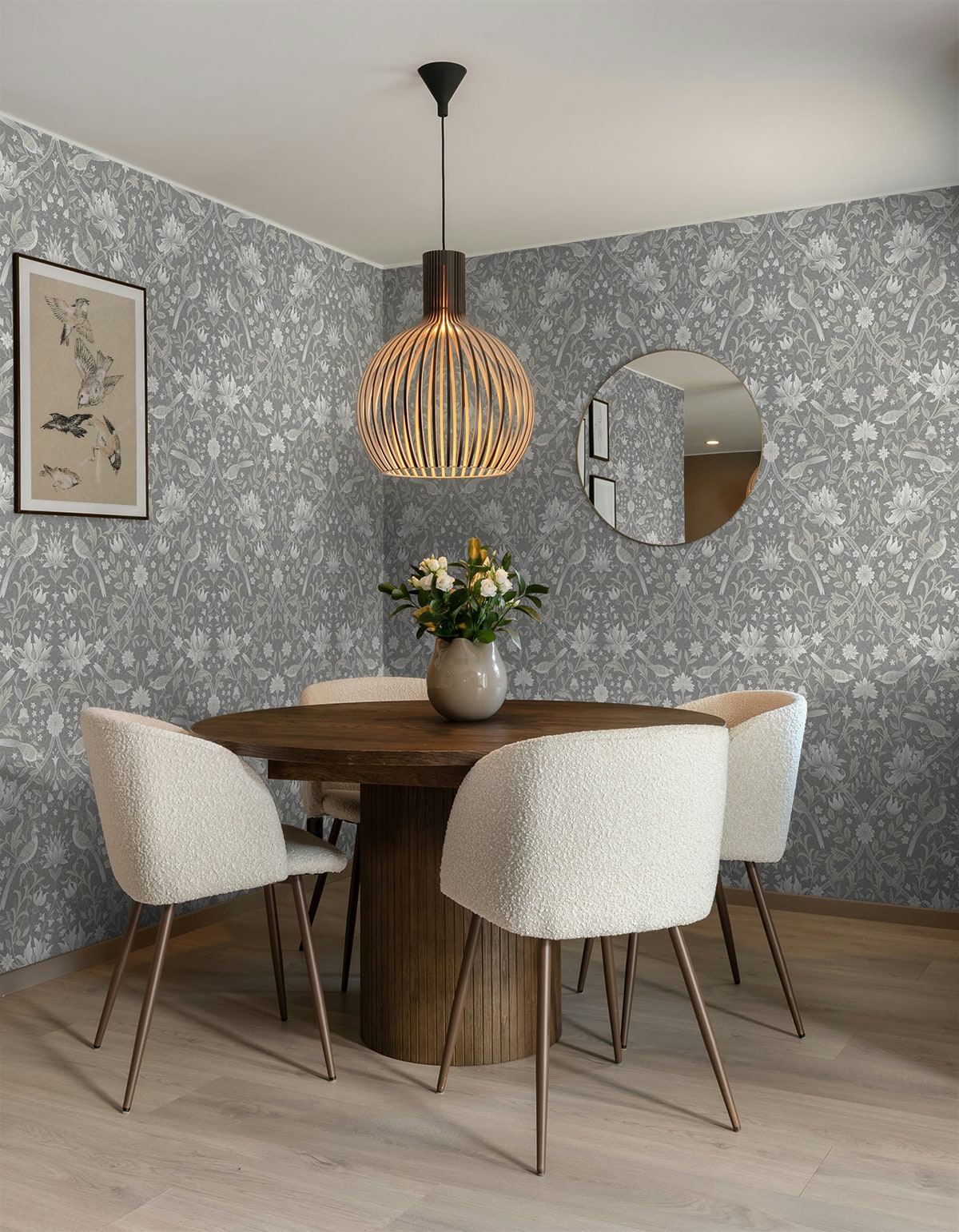Vintage Bird Ogee Peel and Stick Removable Wallpaper