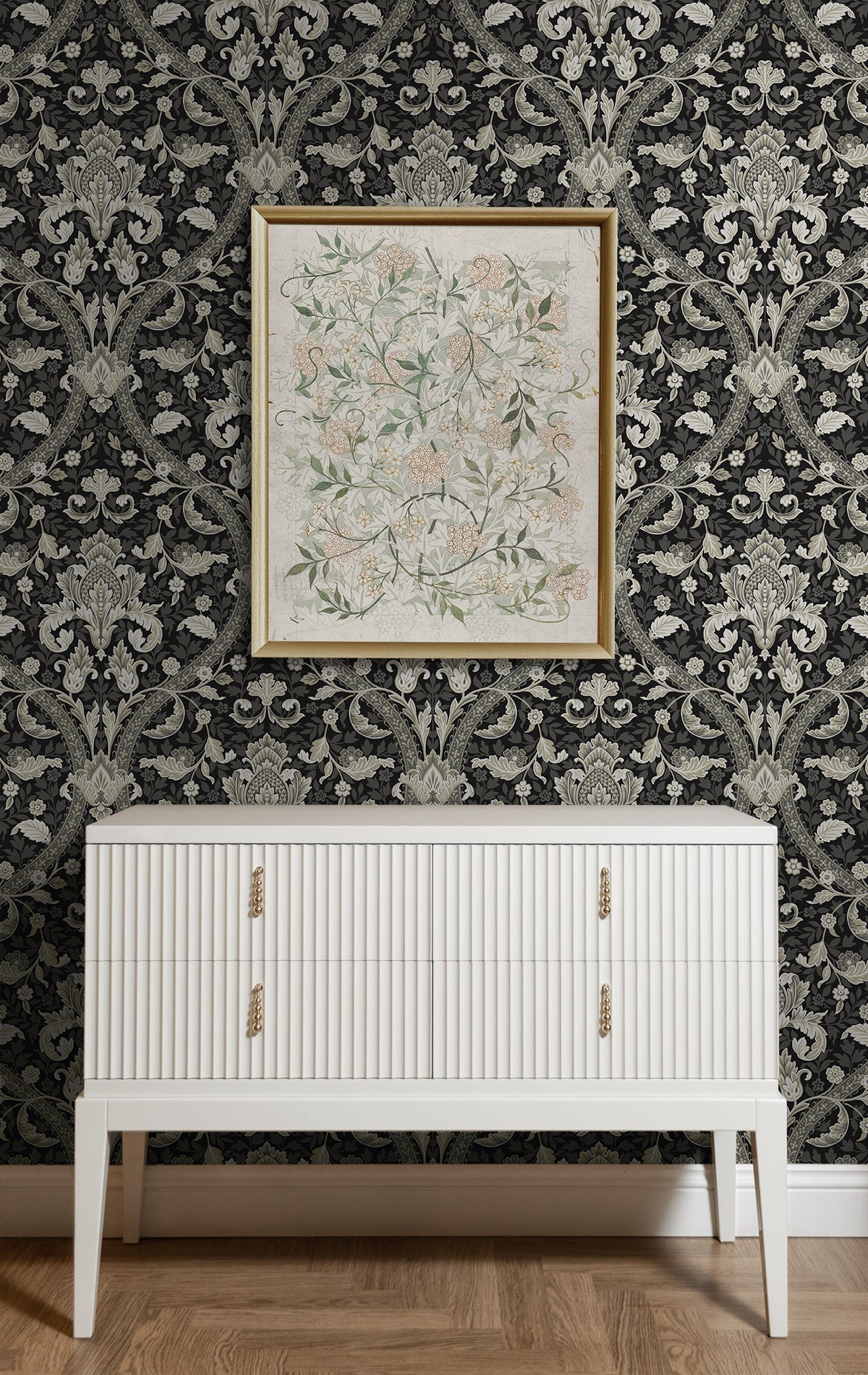 Acanthus Ogee Premium Peel and Stick Removable Wallpaper