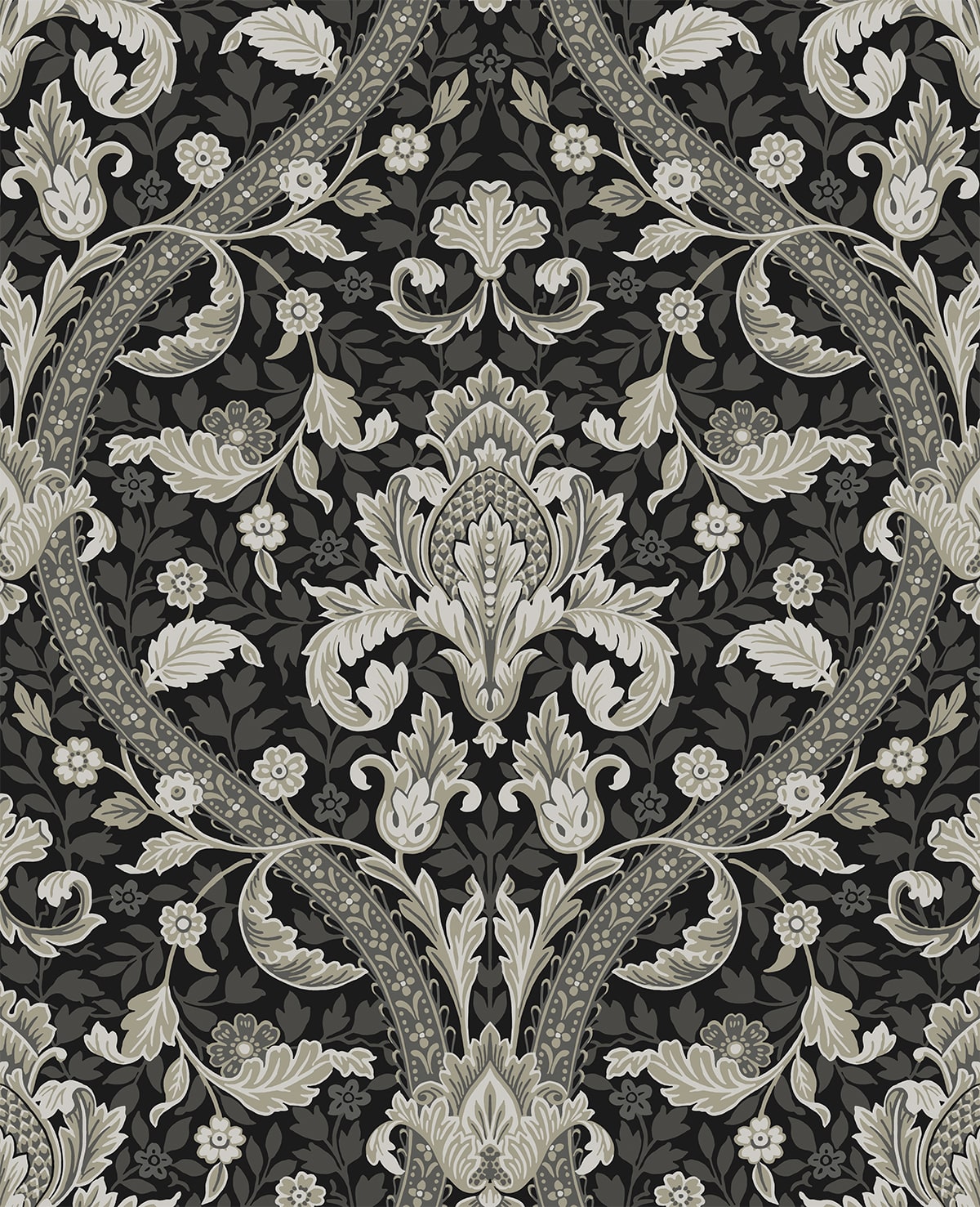 Acanthus Ogee Premium Peel and Stick Removable Wallpaper