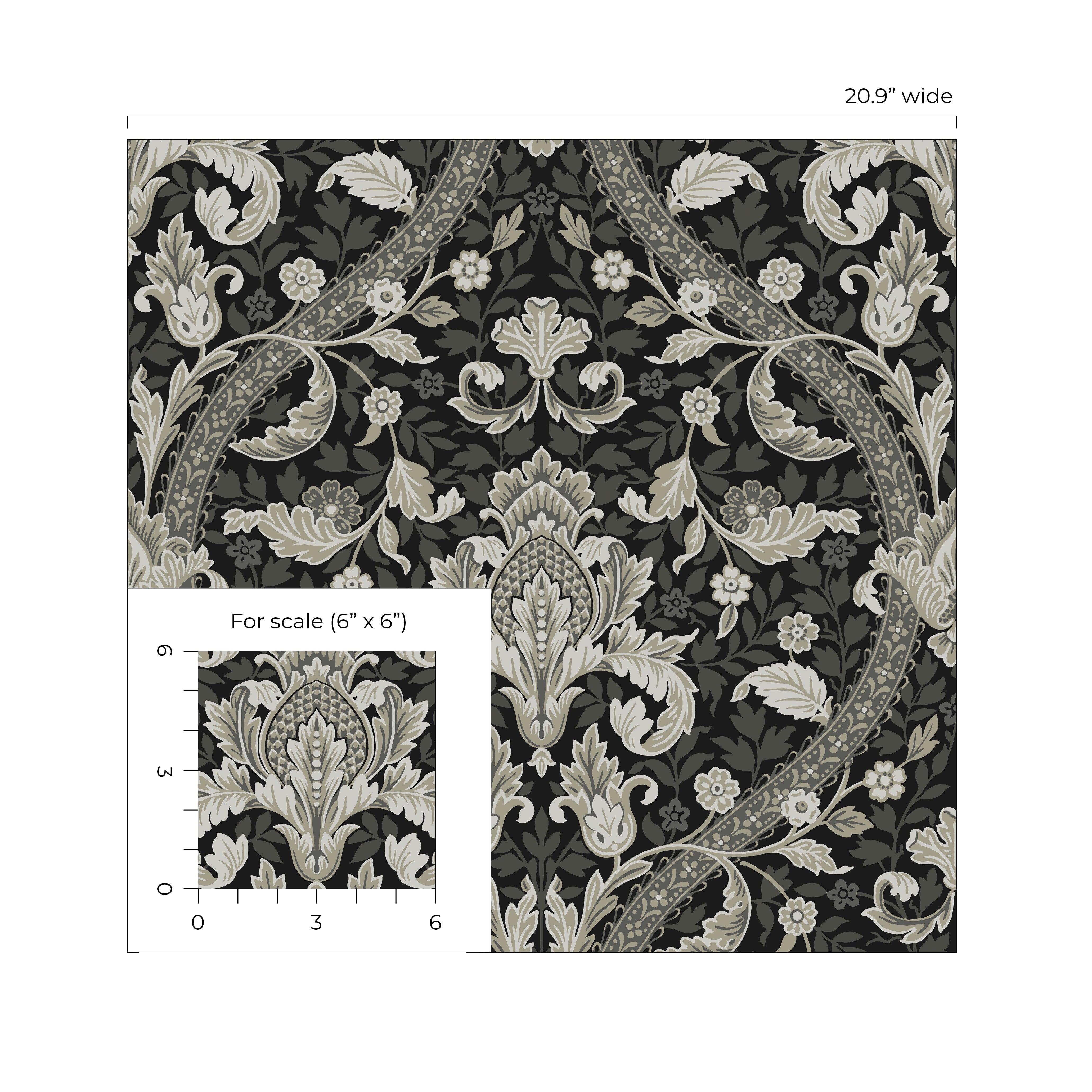 Acanthus Ogee Premium Peel and Stick Removable Wallpaper