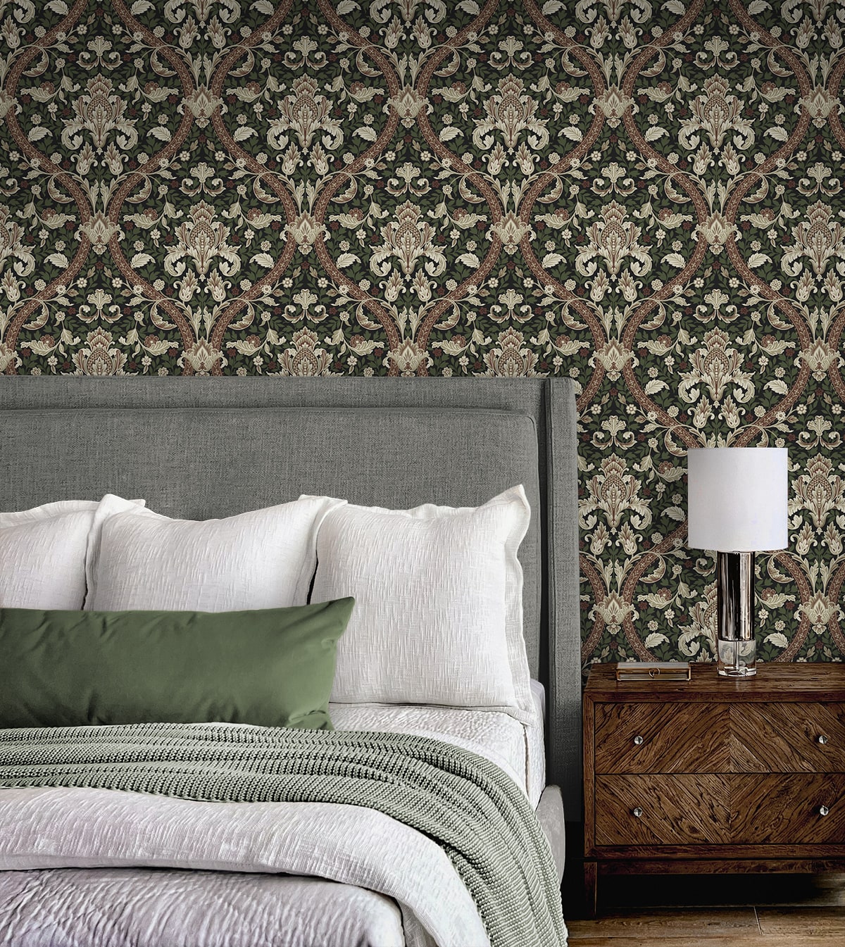 Acanthus Ogee Premium Peel and Stick Removable Wallpaper