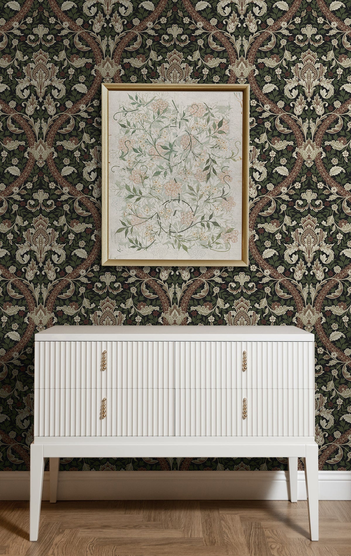 Acanthus Ogee Premium Peel and Stick Removable Wallpaper