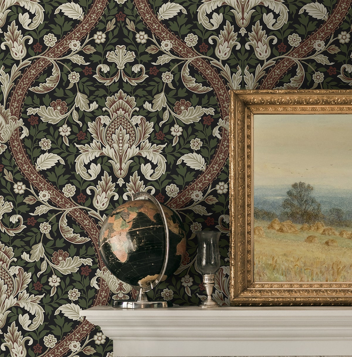 Acanthus Ogee Premium Peel and Stick Removable Wallpaper