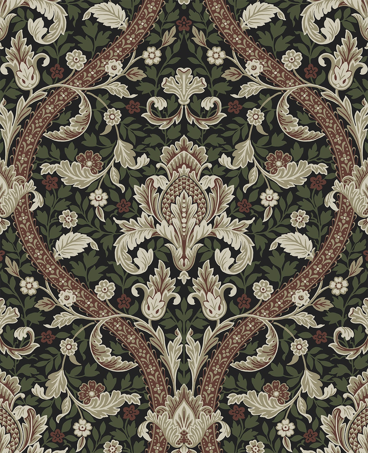 Acanthus Ogee Premium Peel and Stick Removable Wallpaper