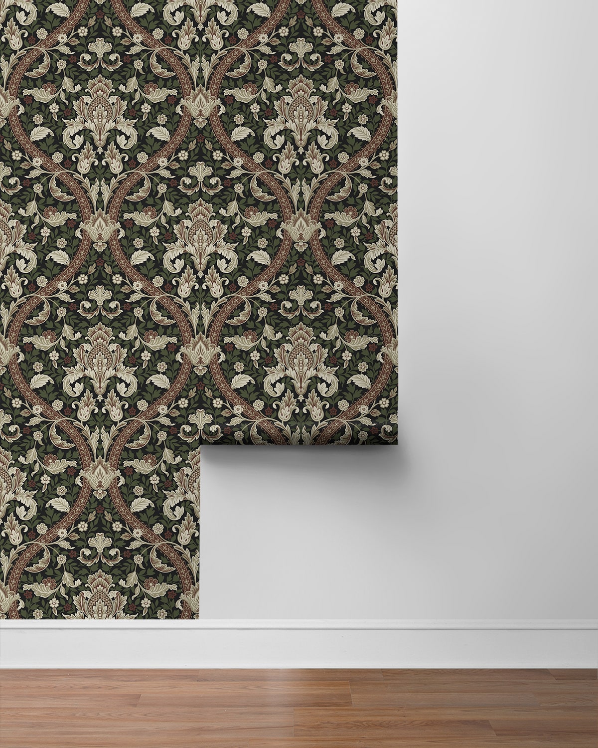 Acanthus Ogee Premium Peel and Stick Removable Wallpaper