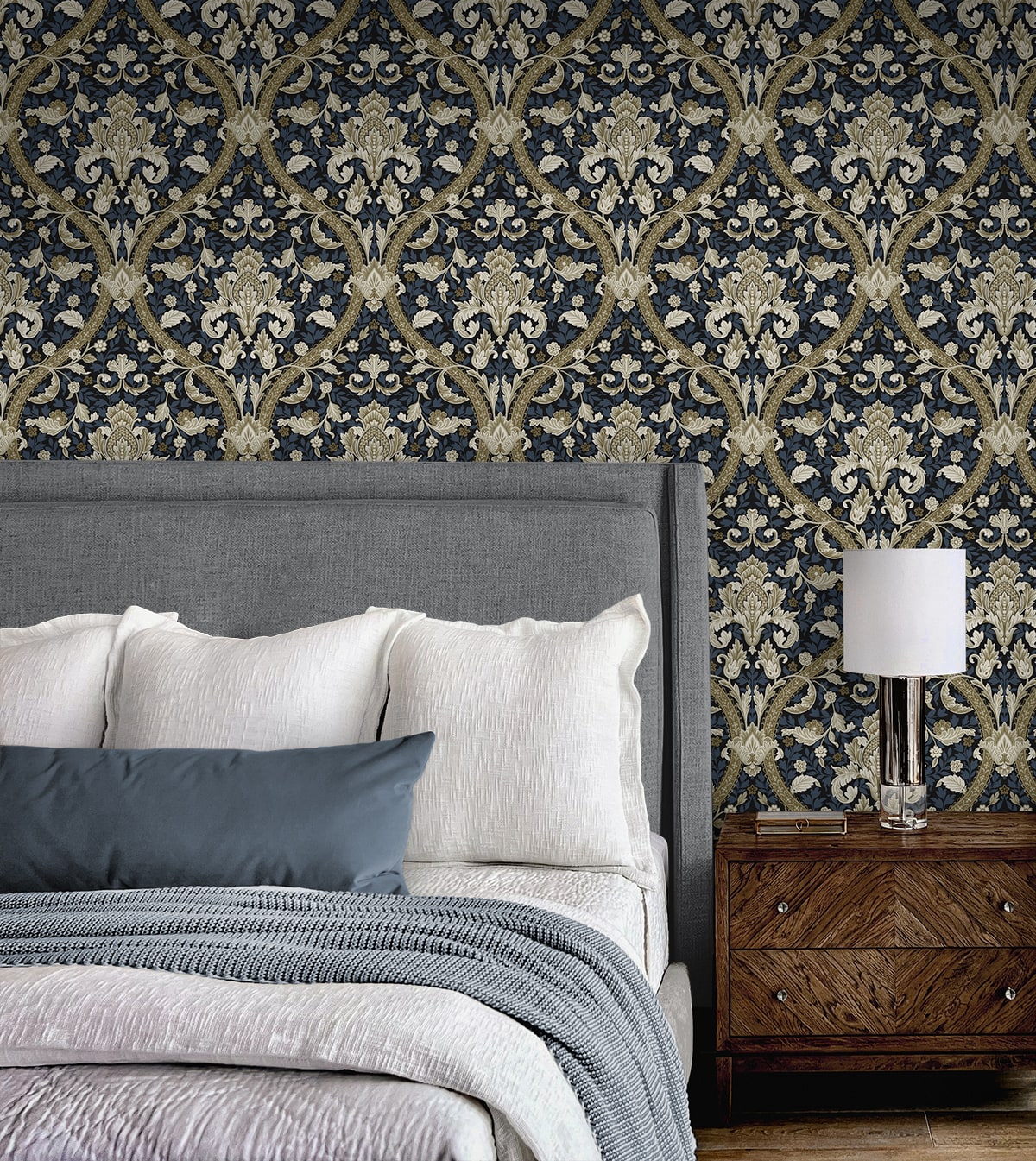 Acanthus Ogee Premium Peel and Stick Removable Wallpaper
