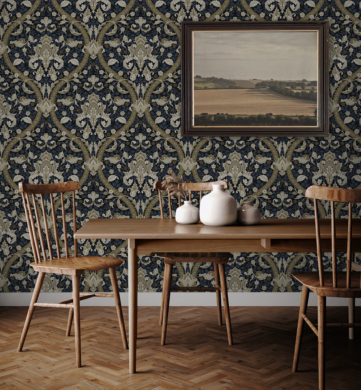 Acanthus Ogee Premium Peel and Stick Removable Wallpaper