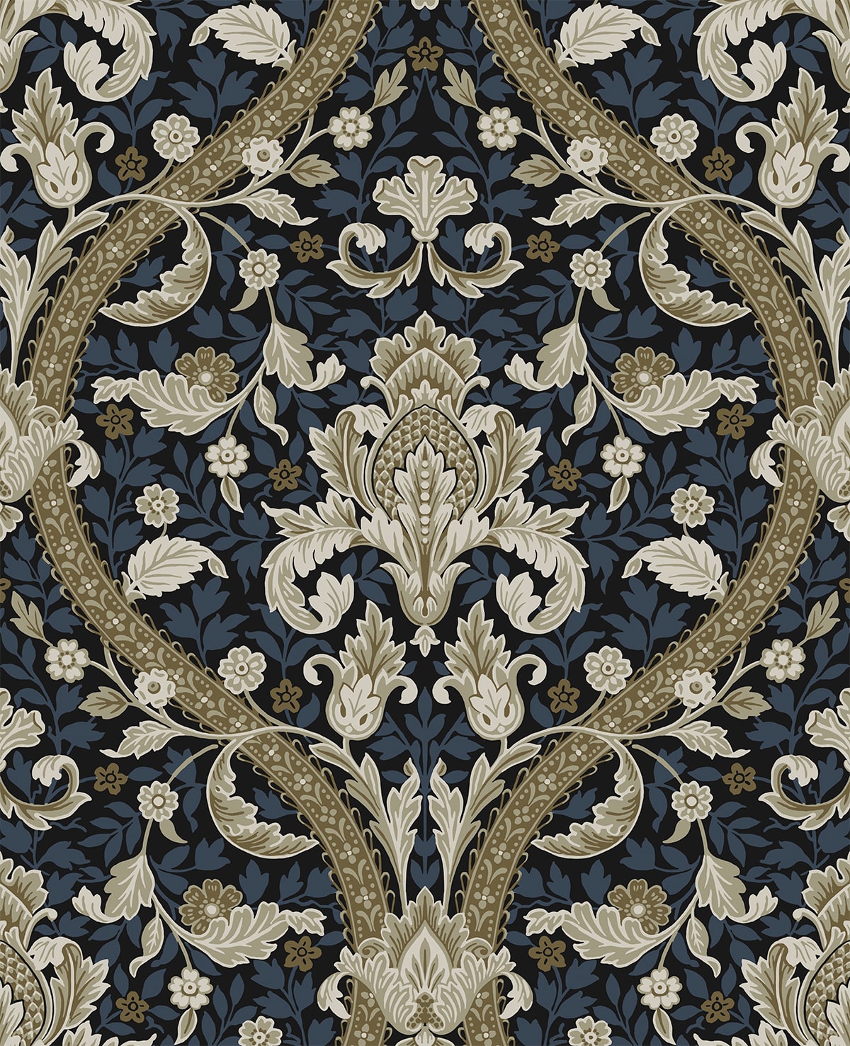 Acanthus Ogee Premium Peel and Stick Removable Wallpaper