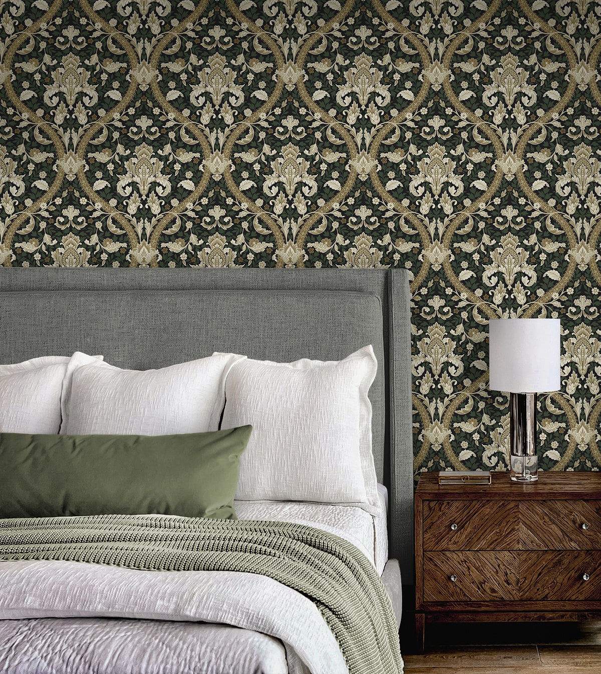 Acanthus Ogee Premium Peel and Stick Removable Wallpaper