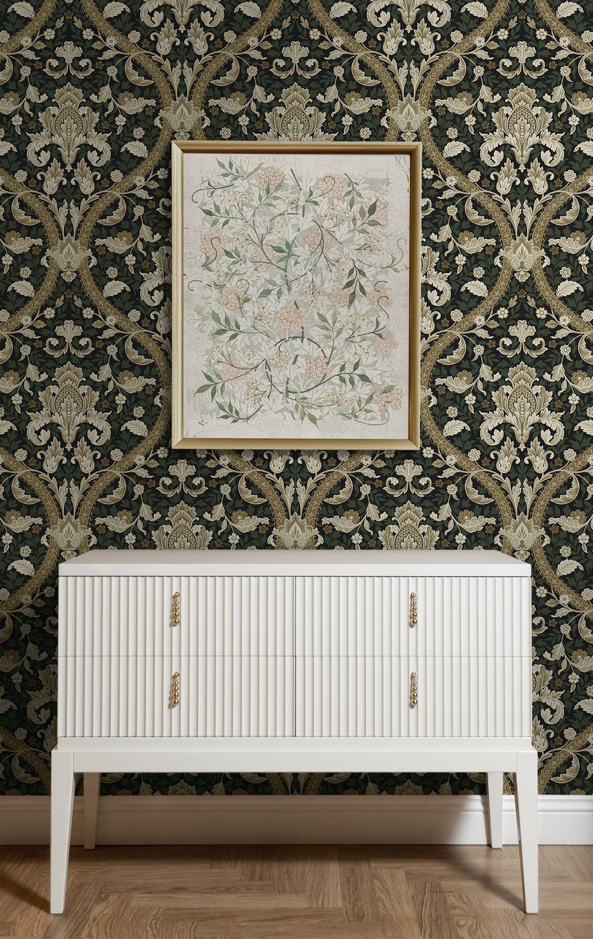 Acanthus Ogee Premium Peel and Stick Removable Wallpaper