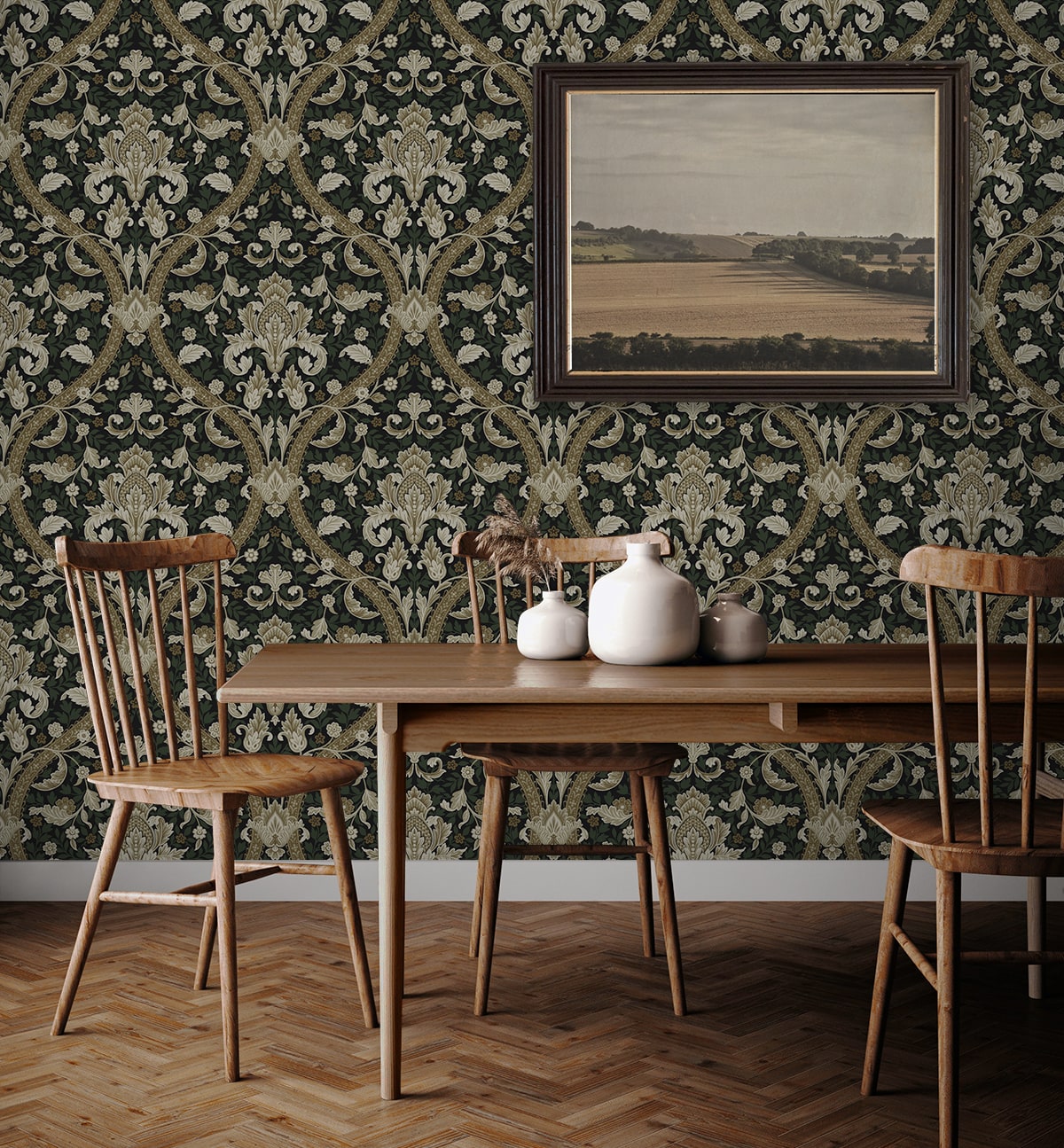 Acanthus Ogee Premium Peel and Stick Removable Wallpaper