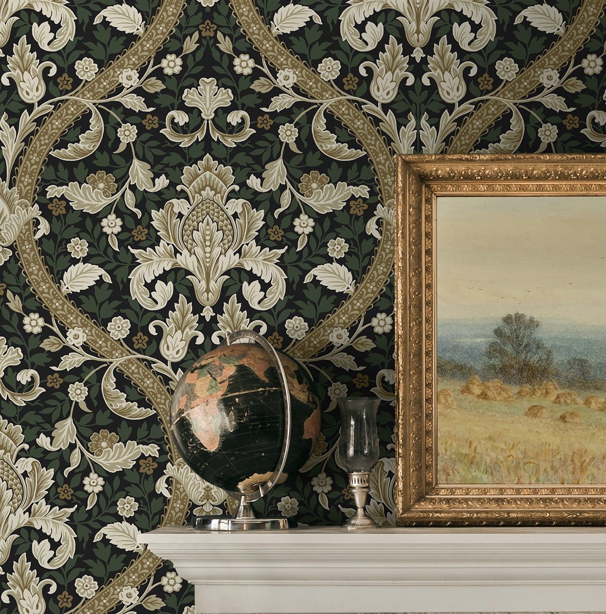 Acanthus Ogee Premium Peel and Stick Removable Wallpaper