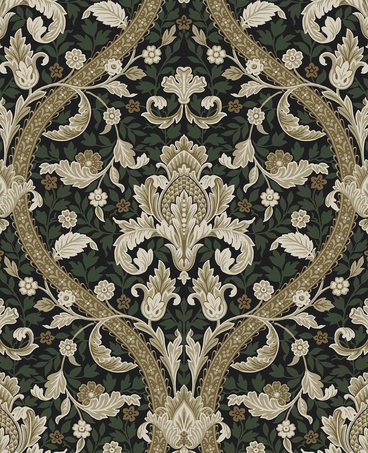Acanthus Ogee Premium Peel and Stick Removable Wallpaper