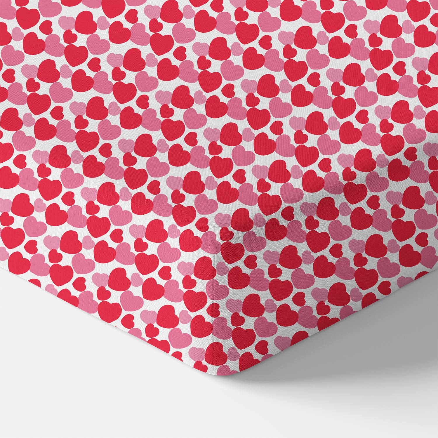 Organic Crib Sheet - Red & Pink Hearts