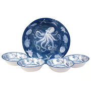 5-Piece Dinner Bowl Set in Blue and White
