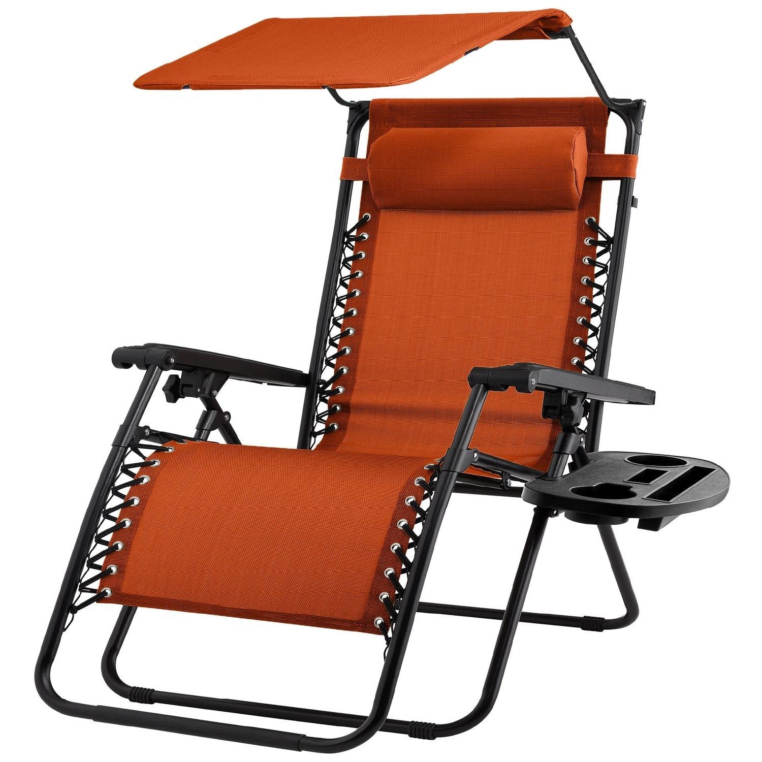 Orange, Zero Gravity, Folding Patio Lounge Chair with Canopy