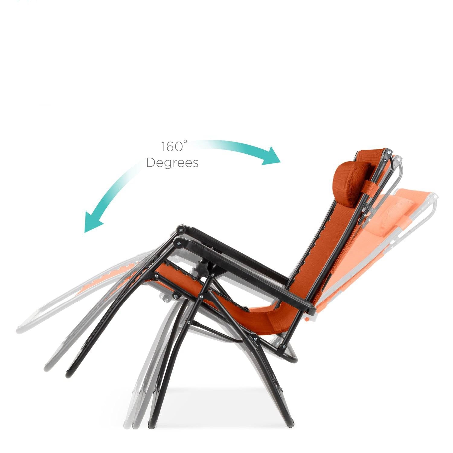Orange, Zero Gravity, Folding Patio Lounge Chair with Canopy
