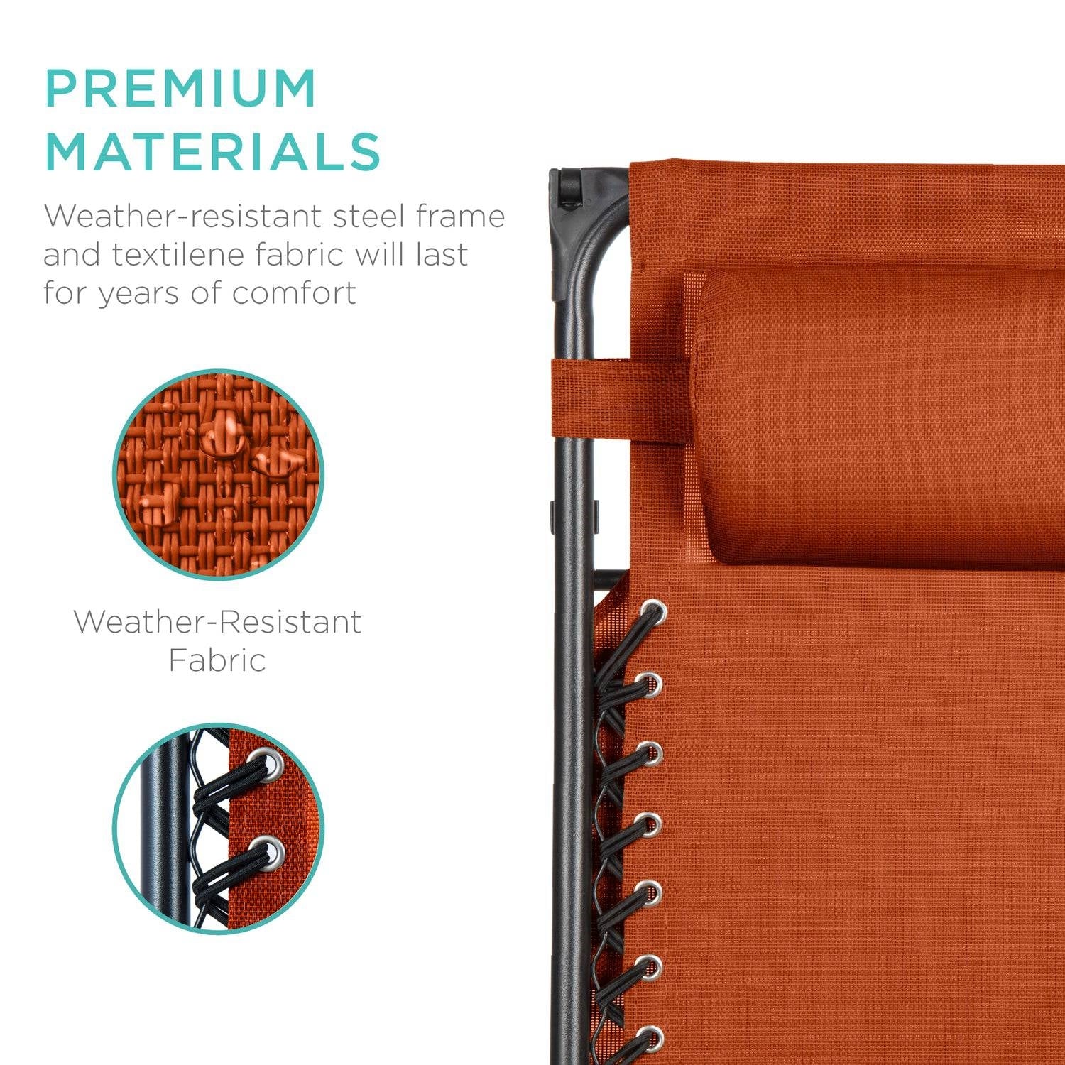 Orange, Zero Gravity, Folding Patio Lounge Chair with Canopy