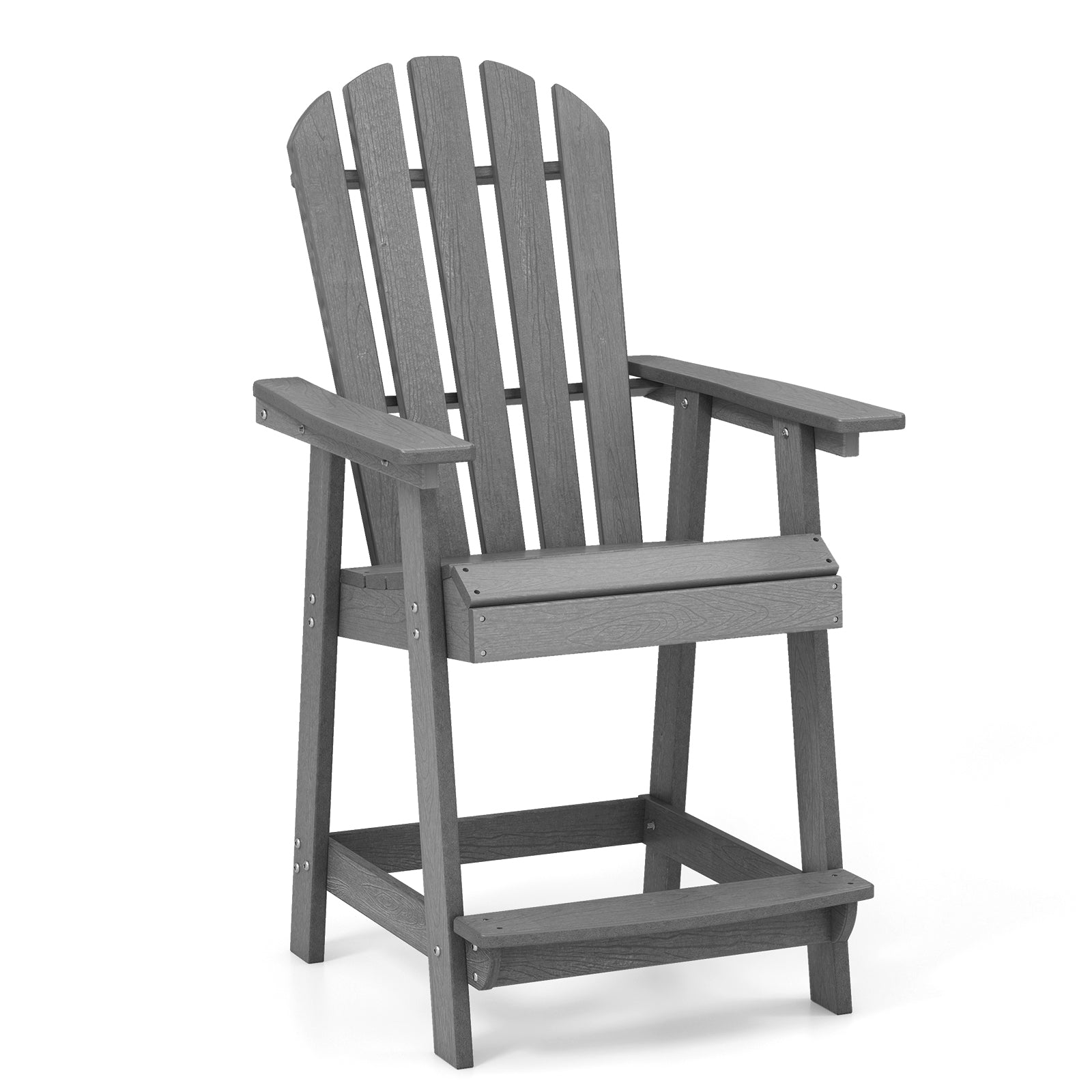 Patio Chair with Armrest and Footrest - Gray