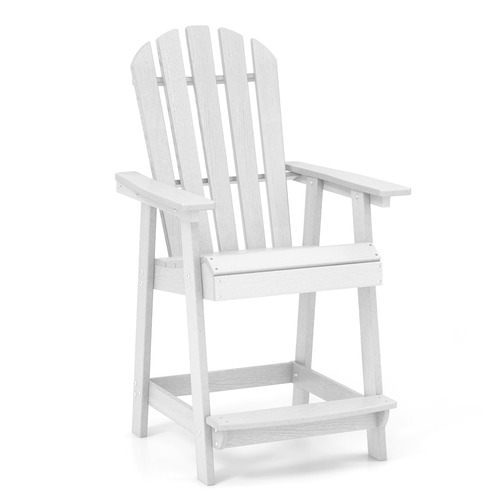 Patio Chair with Armrest and Footrest - White