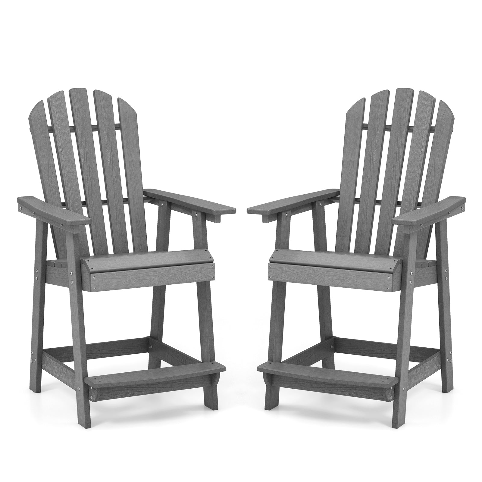 Patio Chair with Armrest and Footrest - Gray