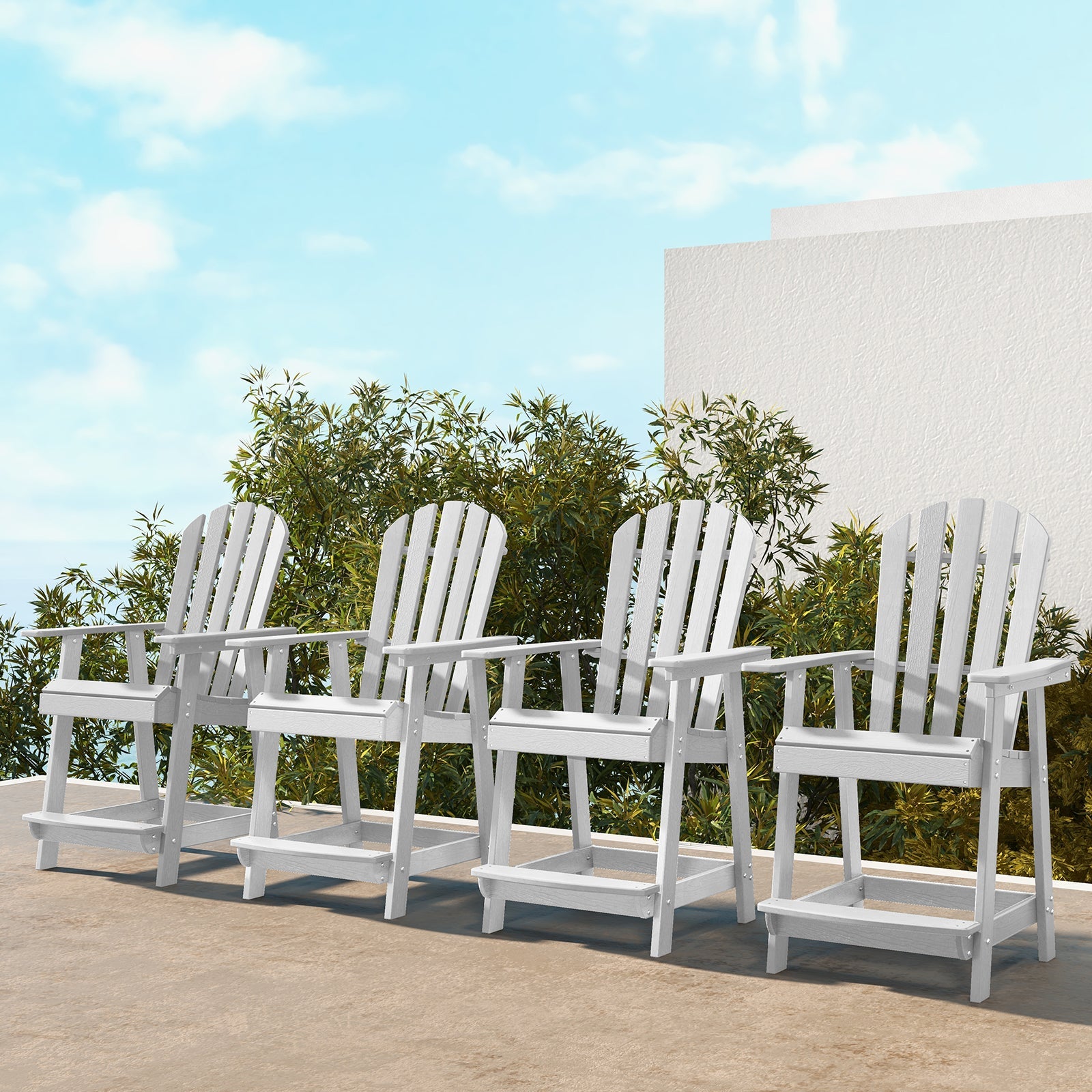 Patio Chair with Armrest and Footrest - White