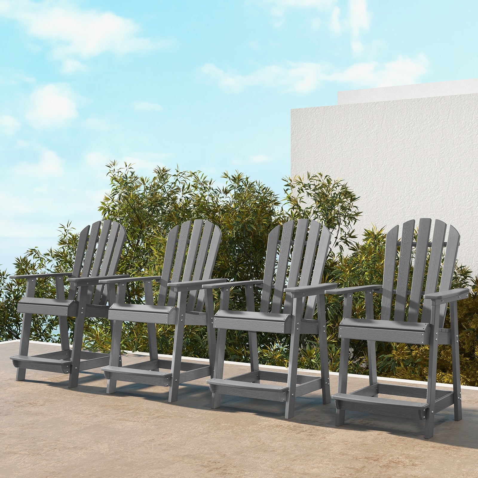 Patio Chair with Armrest and Footrest - Gray