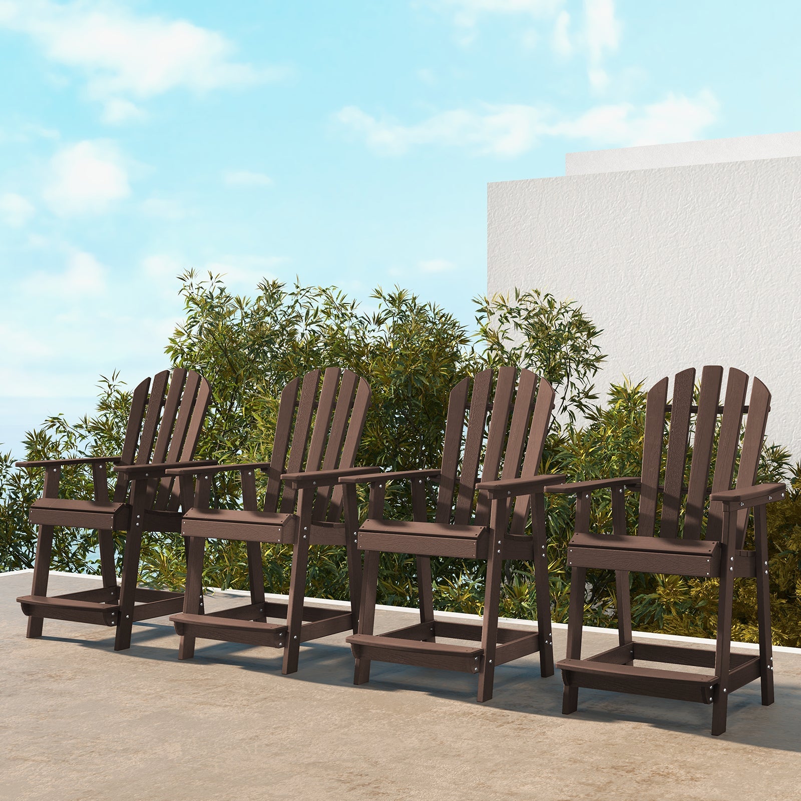 Patio Chair with Armrest and Footrest - Brown