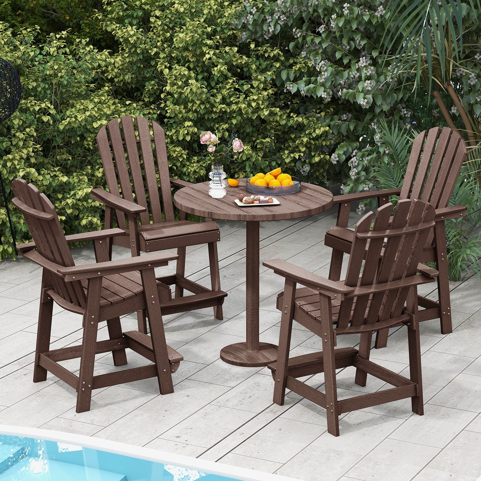 Patio Chair with Armrest and Footrest - Brown